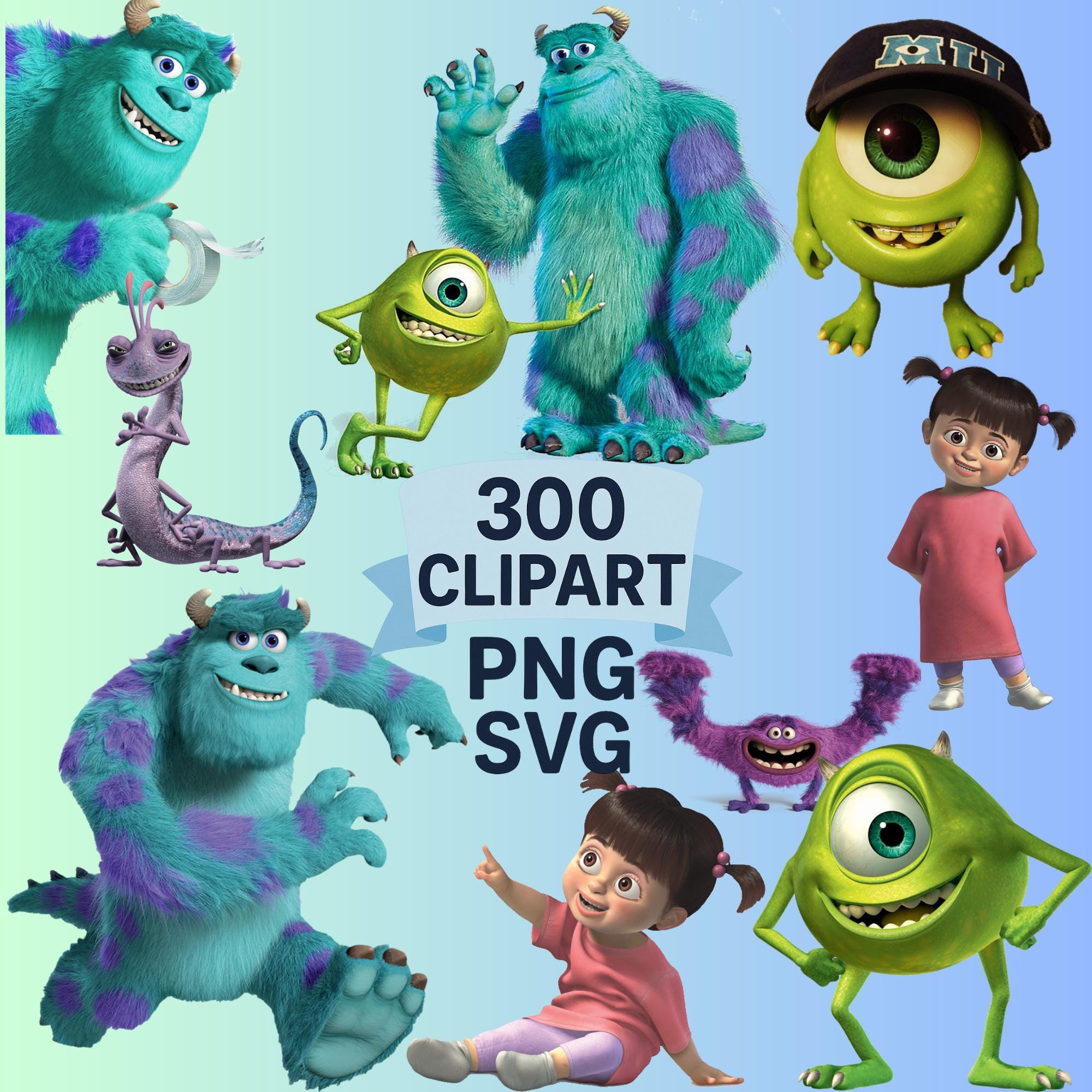 Monsters Inc PNG, Monsters Clipart Bundle, Monsters Inc SVG PNG Instant Digital Download, Monsters shirt cake topper, Mike Sully birthday