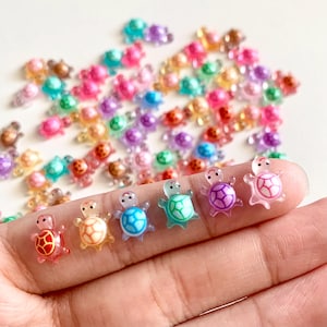 100 PCS Mini Lucky Turtle Charms | Turtle Hippers | Size 0.7 x 1.1 cm