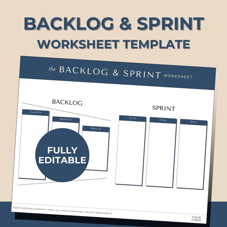Backlog &amp; Sprint Worksheet Template - Agile Project Management Tool for ...