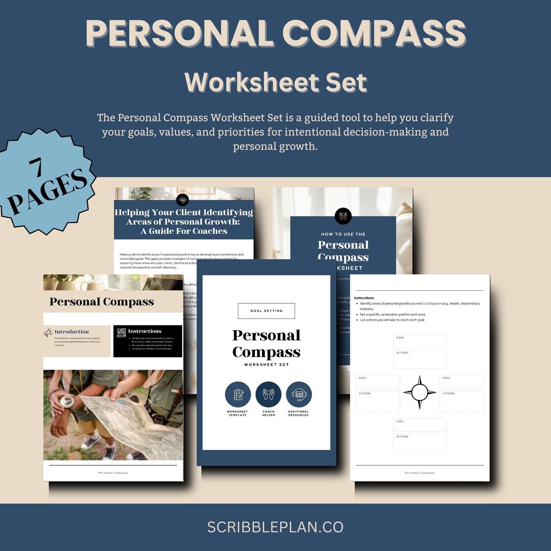 Personal Growth Compass - Life Coach Workbook - Self Discovery ...