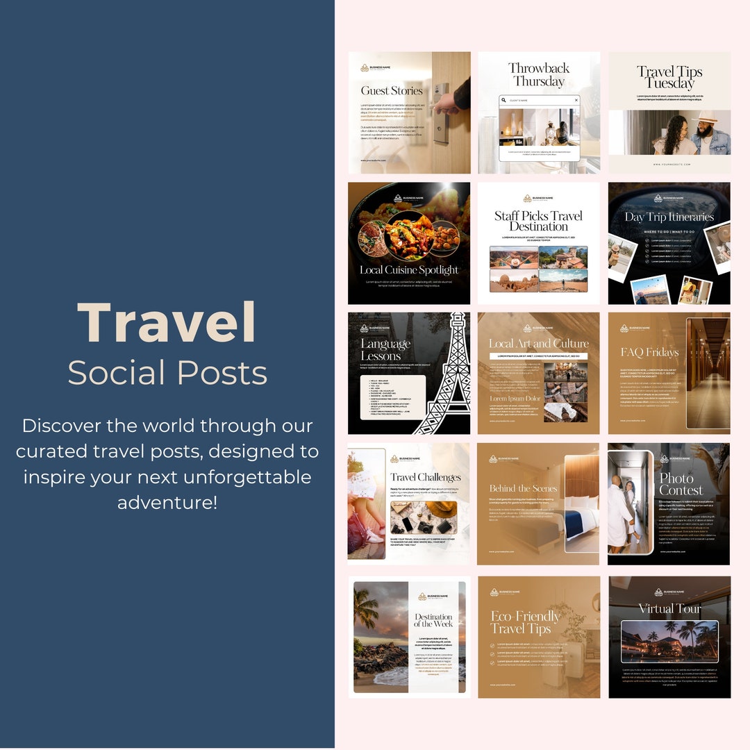 Social Media Templates for Travel | Editable Travel Social Media Post ...