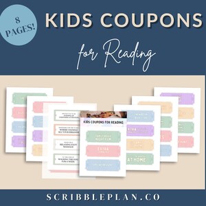 Coupons enfants pour la lecture - Cartes de récompense imprimables - Incitatifs à la lecture - Motivation à apprendre en s'amusant PDF