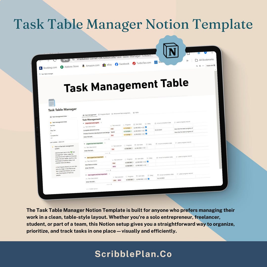 Task Manager Notion Notion Task Manager Template, Task Tracker, to Do List, Task Management ...