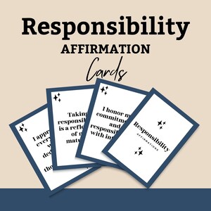 Verantwoordelijkheidskaarten voor persoonlijke groei en zelfreflectie | Positieve dagelijkse citaten en mindfulnessherinneringen