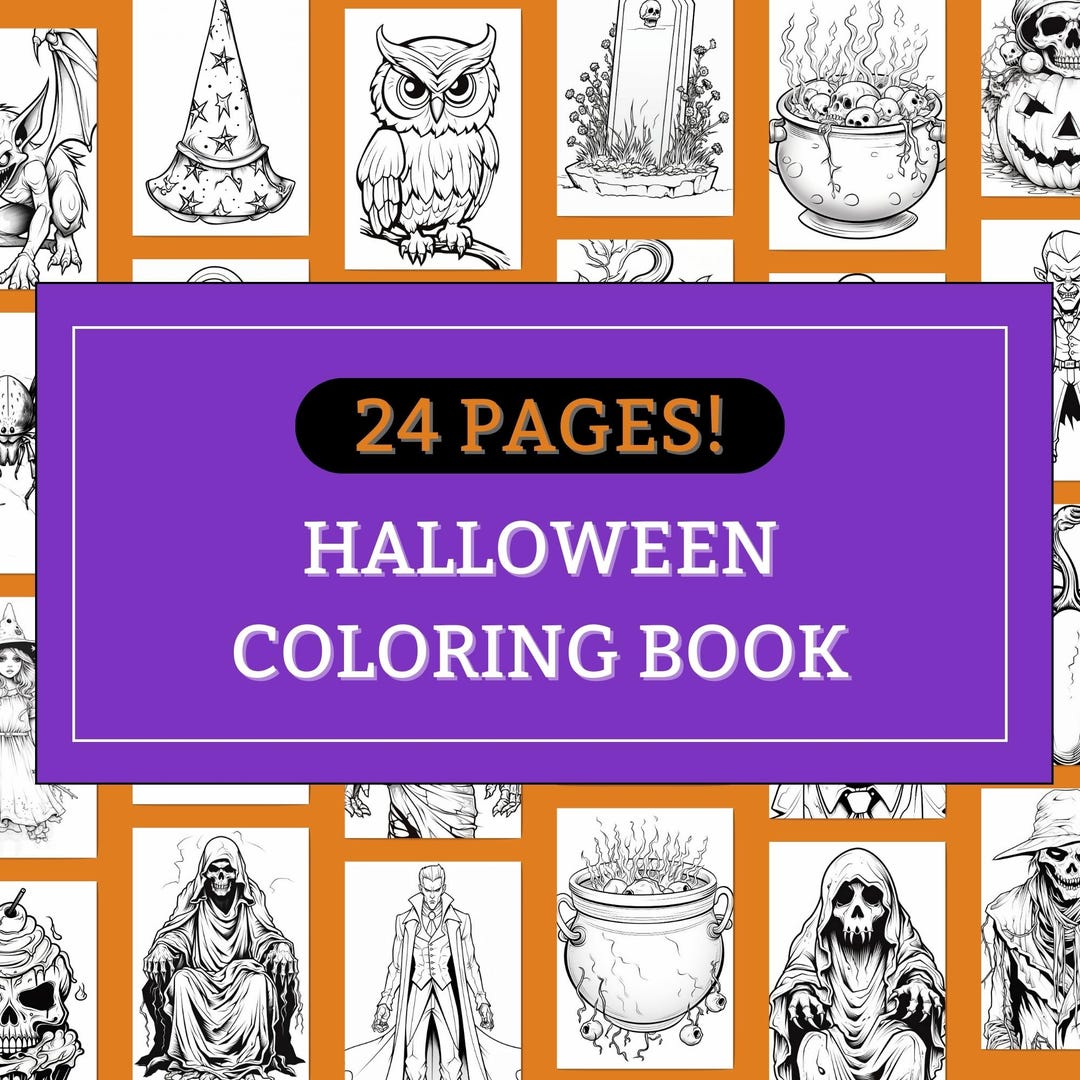 Halloween Coloring Book for Kids & Adults: Fun, Spooky Designs, Witch ...