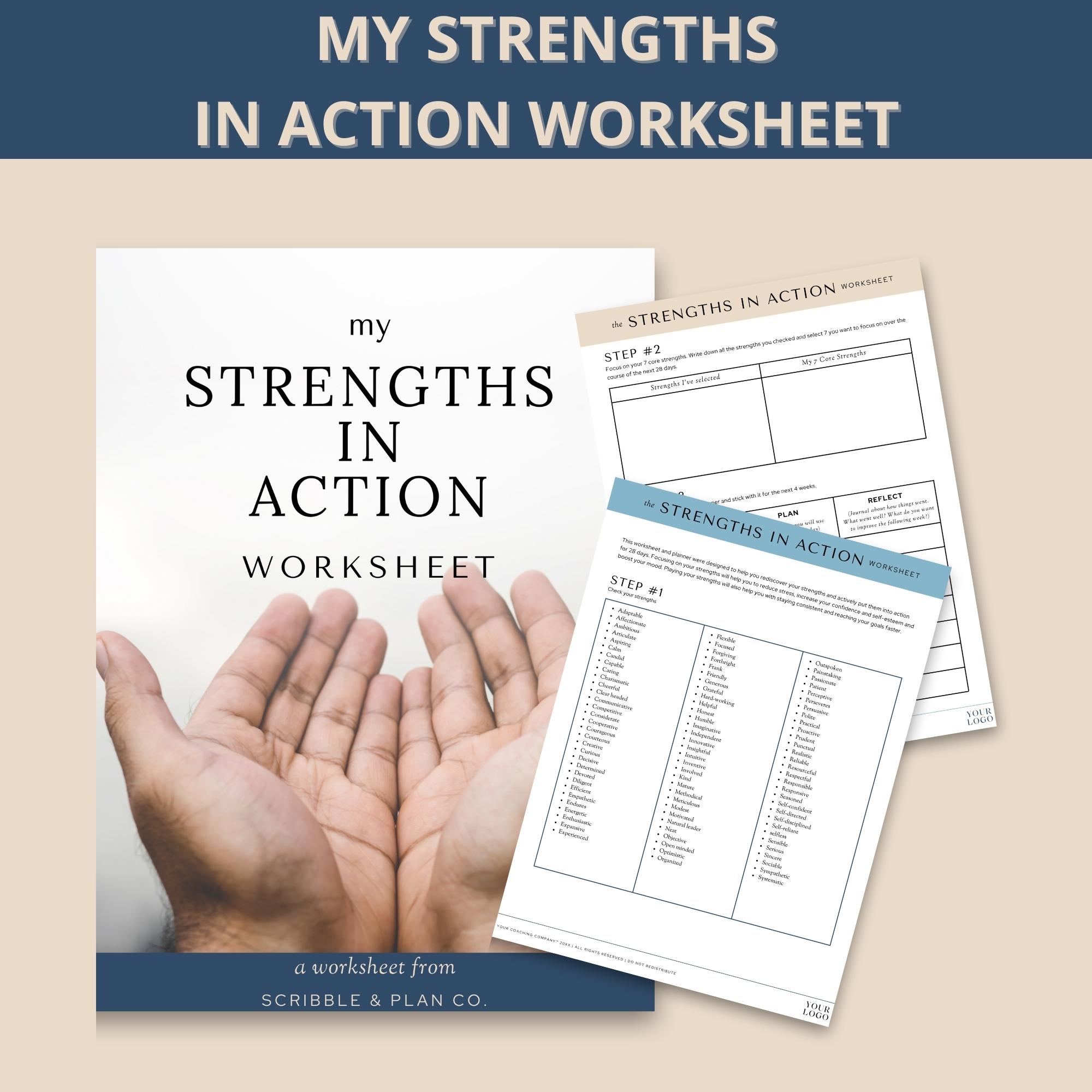 My Strengths in Action Worksheet | Personal Development & Self ...
