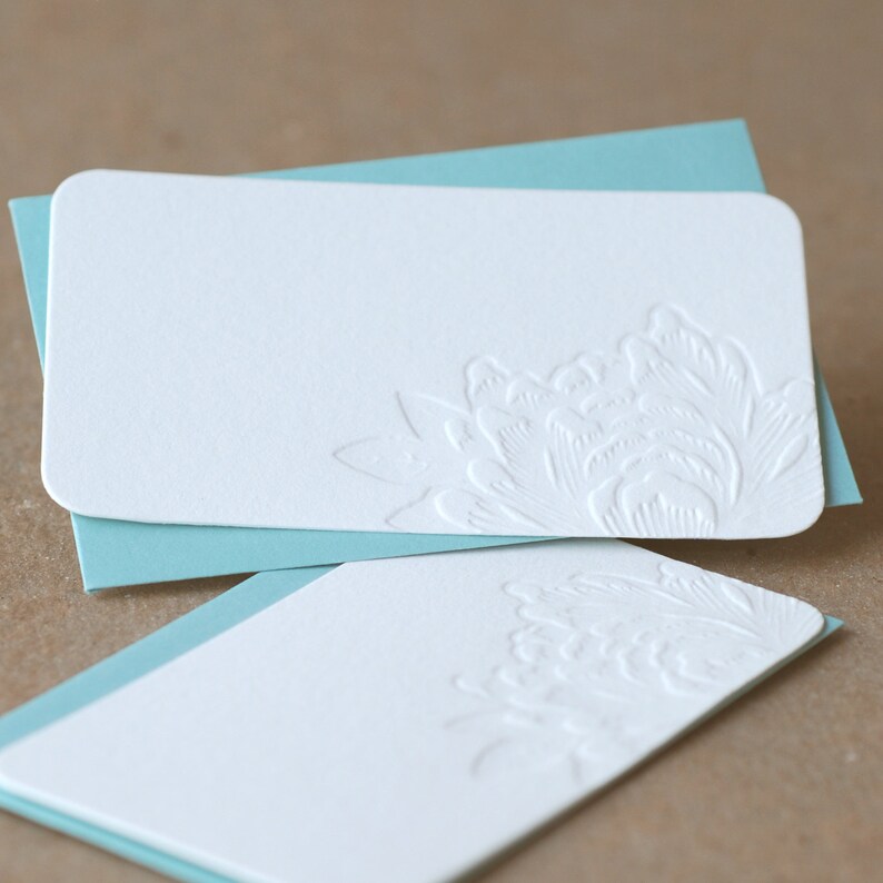 Impression Blossoming Flower Letterpress Mini Notes Gift Etsy