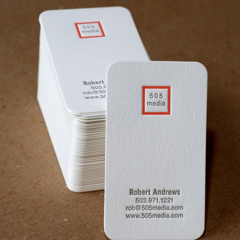 Letterpress Business Card Set Modern Square Personalized Etsy