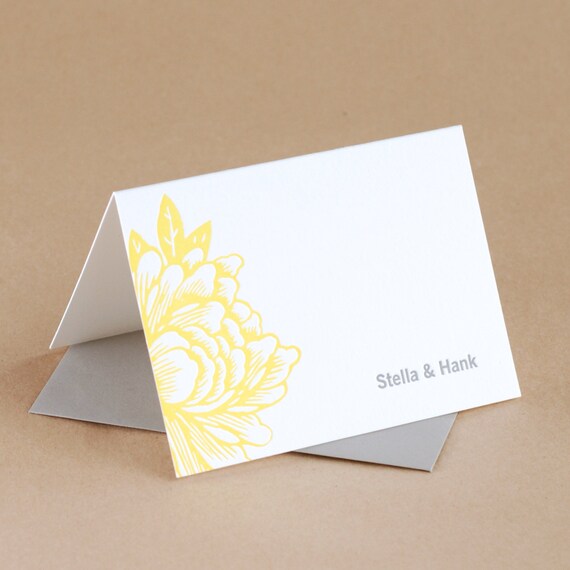 Personalized Sunshine Yellow Blossoming Flower Letterpress Notes box