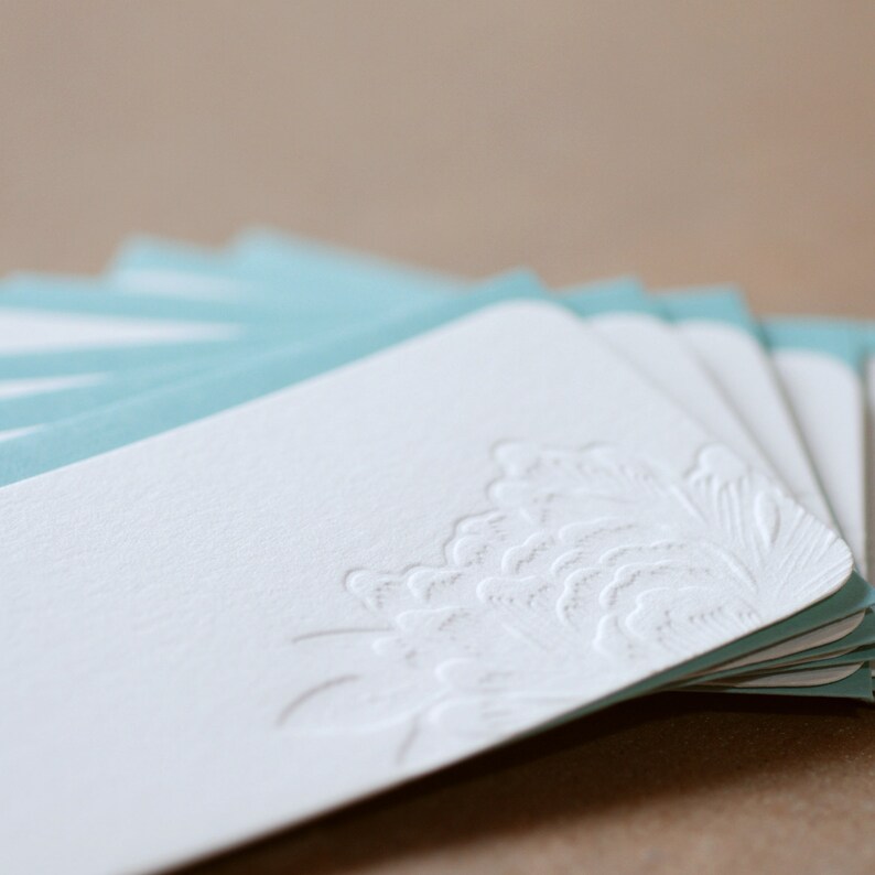 Impression Blossoming Flower Letterpress Mini Notes Gift Etsy