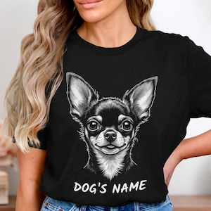 Custom Chihuahua Dog Shirt, Personalized Dog Face T-Shirt, Funny Chihuahua Owner Gift, Cute Dog Name Tee, Small Breed Dog Lover Shirt