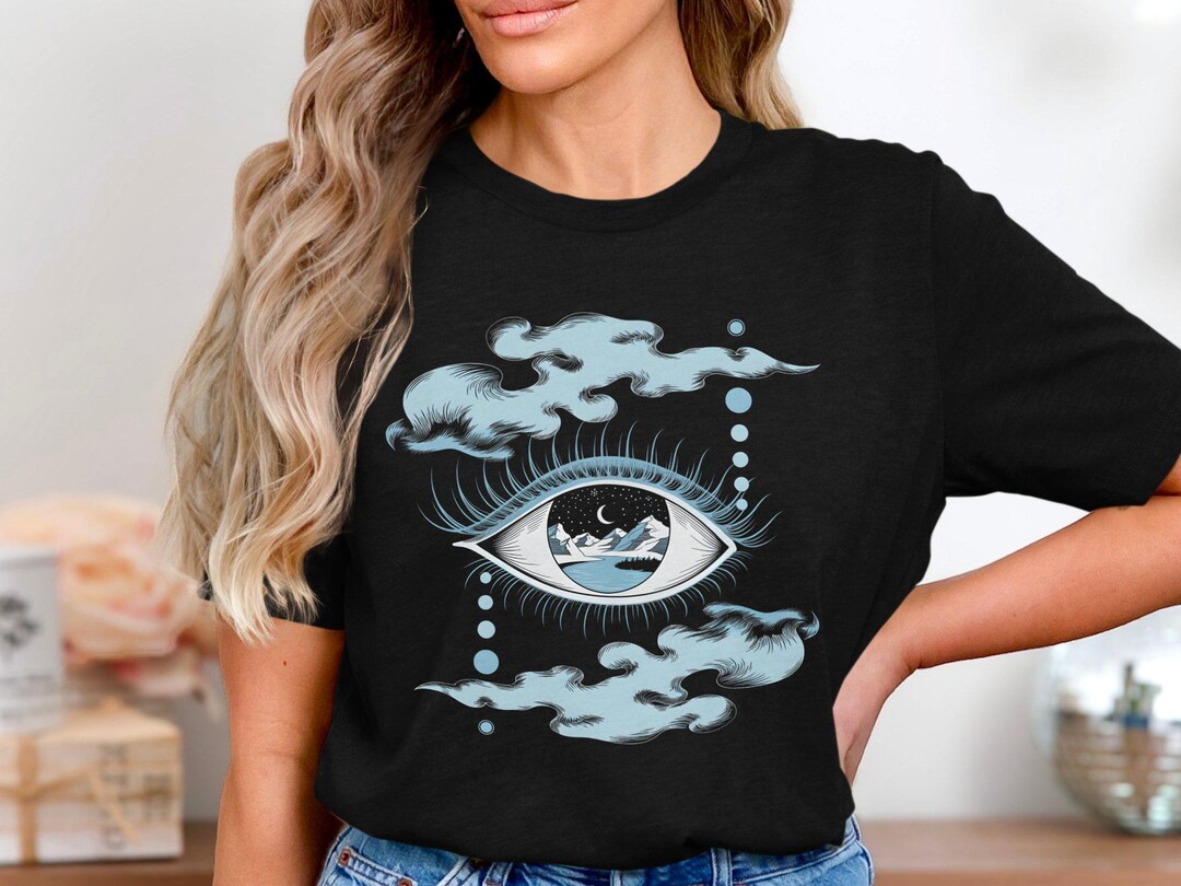 Surreal Eye Shirt, Trippy Psychedelic T Shirt, Moon Mountain Graphic ...