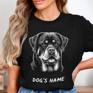 Rottweiler Custom Shirt, Personalized Dog Face T-Shirt, Dog Name Shirt For Dog Lovers, Custom Pet Portrait Tee, Rottweiler Gift Tee