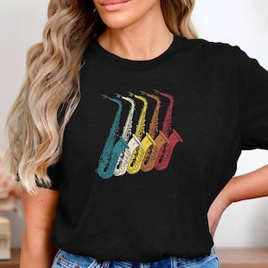 Saxophone T Shirt, Retro Saxophone Shirt, Jazz Musician Gift Shirt, Music Band T Shirt, Cool Sax Player Tee, Jazz Instrument Shirt