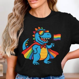 Pride Dinosaur Shirt, LGBTQ Rainbow Dino Tee, Cute Gay Pride Parade Shirt, Funny LGBTQIA Plus T Shirt, Pride Month Outfit, Dino Ally Shirt