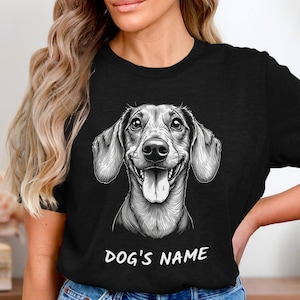 Camiseta personalizada para perro salchicha, camiseta personalizada con nombre de salchicha, regalo divertido de salchicha para amantes de los perros, camiseta con cara de salchicha, camiseta para dueño de salchicha