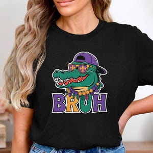 おもしろいマルディグラ Bruh シャツ、クールなワニのパーティー T シャツ、ニューオーリンズ ルイジアナ フェスティバル T シャツ、バーボン ストリート ゲイター シャツ、NOLA パーティー T シャツ