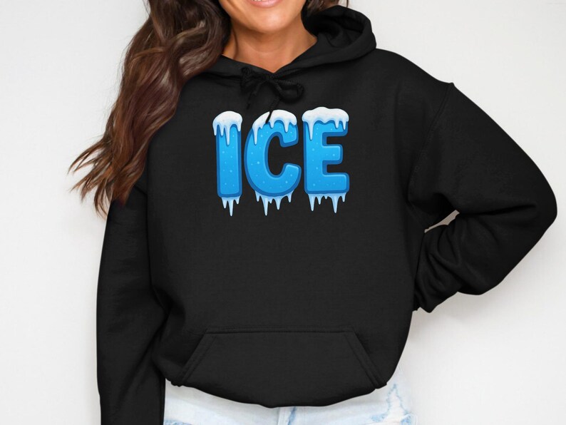 ICE Graphic Hoodie, Winter Fashion Sweatshirt, Cozy Unisex Pullover, Cool Ice Design, Trendy Cold Weather Apparel, Fun Gift Idea