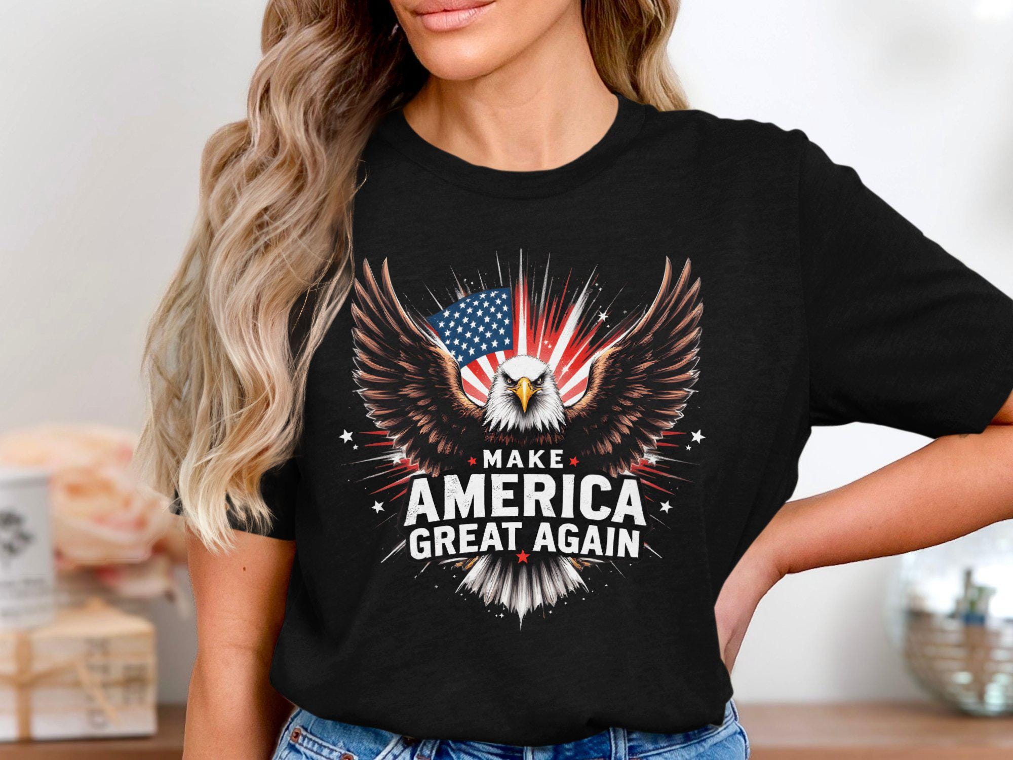 Make America Great Again T-Shirt, Patriotic Eagle Graphic Tee, USA Flag Pride Shirt, Conservative American Shirt, Freedom Lover Tee