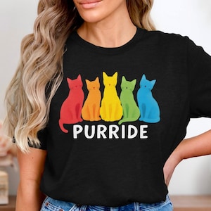 Pride Cat Shirt, LGBTQ Rainbow Cat T Shirt, Cute Purride Tee, Funny Cat Lover Pride Shirt, Gay Pride Animal Shirt, Rainbow Kitty Tee