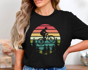 Mountain Biking T Shirt, Retro MTB Trail Shirt, Downhill Bike Rider Tee, Cycling Forest Adventure Shirt, Outdoor Sports Gift For Bikers
