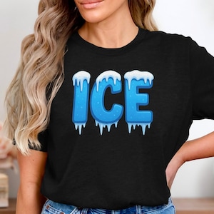 Ice Graphic T-Shirt, Cool Ice Themed Shirt, Fun Ice Print Tee, Unique Ice Drip Design, Casual Ice Graphic Top