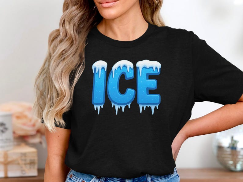 Ice Graphic T-Shirt, Cool Ice Themed Shirt, Fun Ice Print Tee, Unique Ice Drip Design, Casual Ice Graphic Top