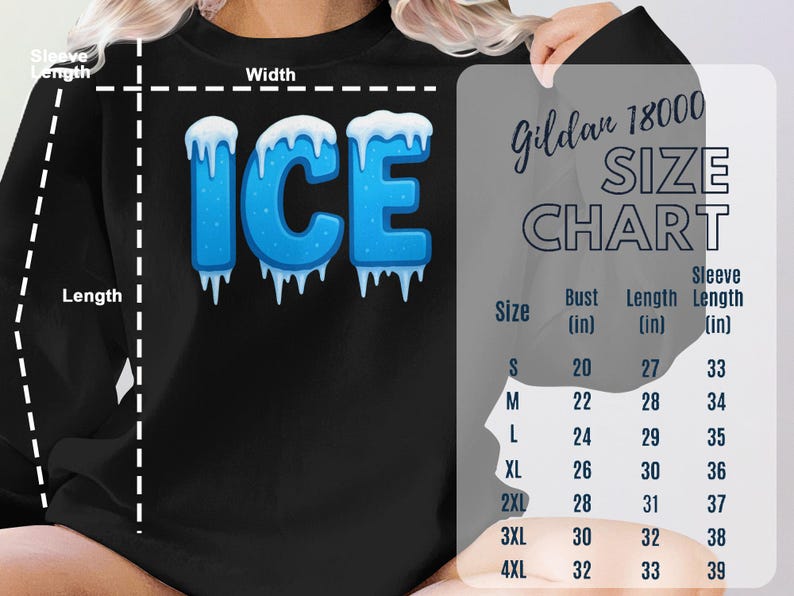 Ice Graphic Sweatshirt, Cool Blue Ice Drip Design, Trendy Winter Clothing, Men's and Women's Sizes Available, Gildan 18000 Shirt