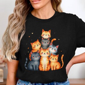Cute Cat Pile T-Shirt, Adorable Kitten Stack Tee, Cartoon Cats Shirt, Cat Lover Gift, Whimsical Feline Design, Funny Pet Owner Apparel