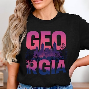 Georgia T Shirt, Atlanta Skyline Tee, Peach State Graphic Shirt, Southern City Sunset Tee, Urban Georgia Travel T Shirt, Retro Georgia Tee