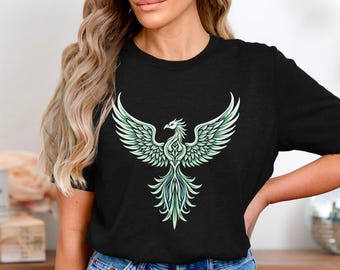 Phoenix Shirt, Tribal Phoenix T Shirt, Rebirth Graphic Tee, Fire Bird Tattoo Art Shirt, Mythical Creature Shirt, Rising From Ashes Tee