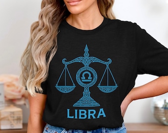 Libra Zodiac T Shirt, Libra Astrology Shirt, Air Sign Constellation Tee, Libra Horoscope Gift Shirt, Celestial Libra Graphic Star Sign Tee