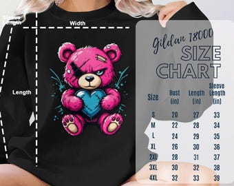 Punk Teddy Bear Shirt, Cute Angry Bear With Heart Tee, Edgy Pink
