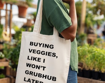 Funny Grocery Tote – Sarcastic Canvas Bag, Adulting Humor Gift, Delivery App Joke