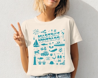 Retro Martha's Vineyard T-Shirt: Island Lighthouses & Beach Scenes