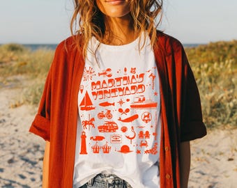 Retro Martha's Vineyard T-Shirt: Island Lighthouses & Beach Scenes