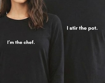 Matching Couples Long Sleeve Shirts, Chef and Stirrer Set