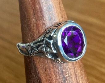 Amethyst and Sterling- The Ivy Ring