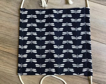 Navy Dragonfly- Adult Cloth Face Mask with Ties