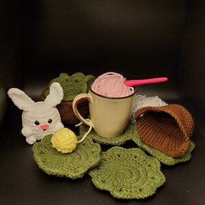 Leaf It Here Coasters  | Plant Lover Gift | Green Cottagecore Mug Rugs