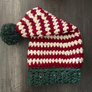North Pole Noggin Warmer Crochet Wool Elf Hat with Pom-Pom - Christmas Themed for Adults & Children