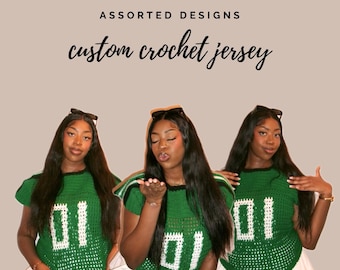 Jersey de crochet personalizado - Diseños surtidos, tallas XS-2X