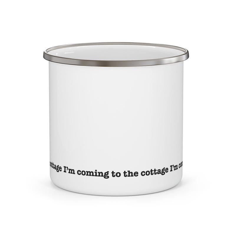 Im Coming to the Cottage Enamel Camping Mug | Heated Rivalry Inspired Cup | Minimal Fan Mug | 12oz Outdoor Drinkware image 3