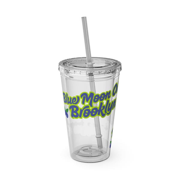 Gobelet anti-éclaboussures Brooklyn Blue Moon Over | Tasse chauffante de 16 oz inspirée de la rivalité avec paille