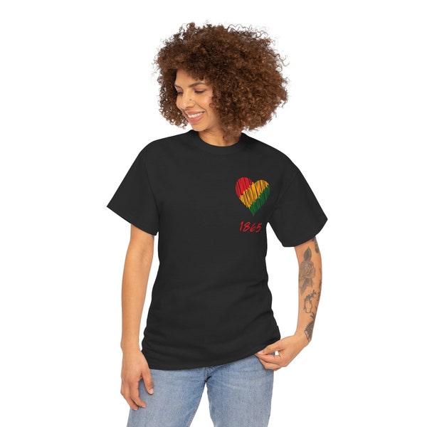 Juneteenth Unisex Heavy Cotton Tee - '1865 Heart' Design | Chic & Powerful