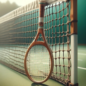 Vintage Tennis Racquet and Court Art Print - Classic Sports Decor