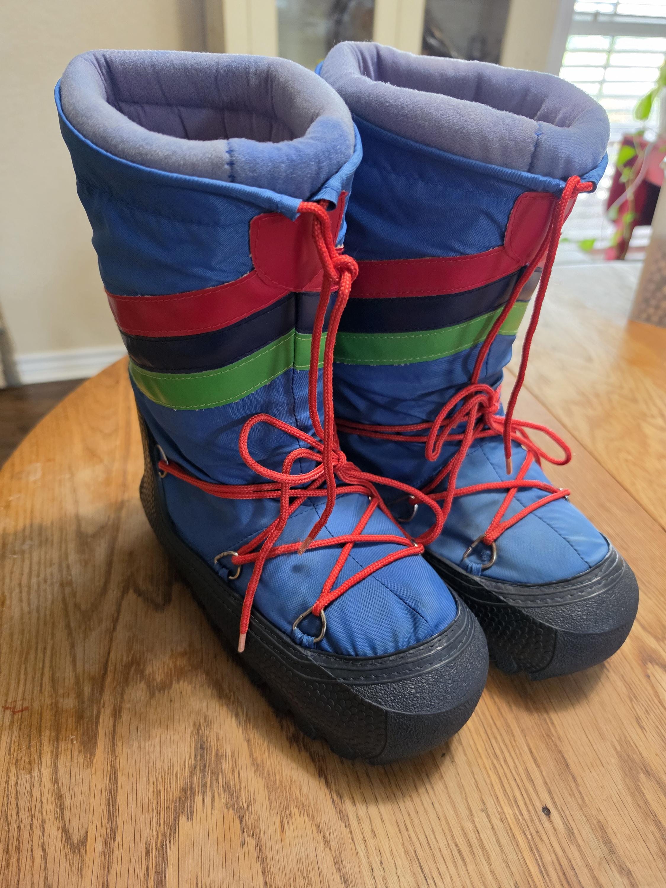 Moon Boots Platform Snow Boots Size Mens 8 Red Blue White Japan 1970s 1980s Vntg Vintage 1980s Womens Moon Boot Style Snow Boots // Blue  main image 3