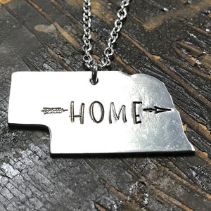 Nebraska Necklace - Hand Stamped - State of Nebraska - Nebraska