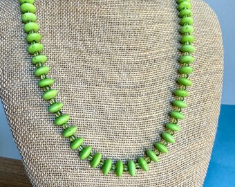 Green Chalk Turquoise Necklace and Earrings