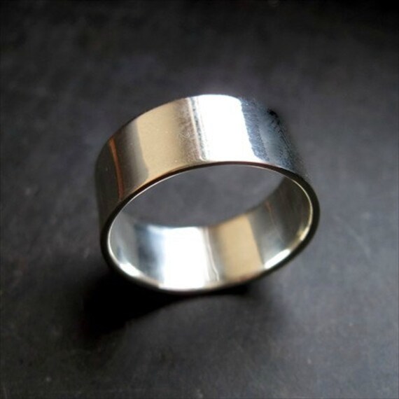 Items similar to PLAIN Sterling Silver Ring Band 8mm wide Size 5 on